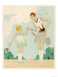 Girl Shows Her Younger Sister How to Hold Her Tennis Racquet