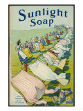 Sunlight Soap Advert a String of Women Admire the Results Displayed on a Very Long Washing Line