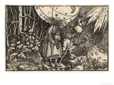 An Old Witch Working Magic Using Her Distaff to Cause a Storm