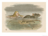 Alice and the Pool of Tears Swimming in It with a Mouse