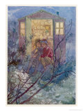 Peter Pan and Wendy Sit on the Doorstep of the Wendy House