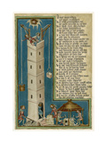 Jesus from Heaven Looks Down Apprehensively at the Builders of the Tower of Babel