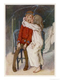Peter Pan Being Kissed Gently on the Cheek by Wendy