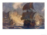 The Spanish Armada the Spanish Fleet is Dispersed by Fireships in the Calais Roads