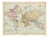 World Map Showing the European Colonies