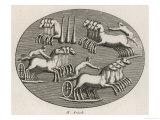 Four Four-Horse Chariots Racing in an Arena