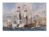 English Warships Under Admiral Blake in Action Against the French at Santa Cruz