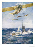 Seaplanes Attack a Surfaced Submarine in a Battle for the Supremacy of the Waves