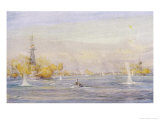 Ships of the Allied Forces Bombard Turkish Batteries at Chanak