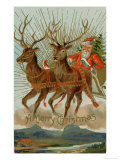 Santa and His Reindeer Flying Through the Sky with a Sleigh Full of Christmas Goodies