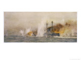British Ships "Defence" and "Warrior" in Action at the Battle of Jutland