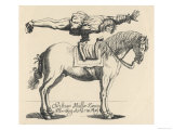 Man Performs Acrobatics on Horseback Balancing on One Hand on the Horse's Saddle