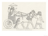An Assyrian Ruler Rides in His Chariot Drawn by Two Horses with Two Grooms and Two Attendants