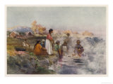 Maori Women Washing Laundry in the Hot Spring at Ohinemutu New Zealand