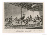 Englishmen Learn to Ride Johnson's Pedestrian Hobby Horse at the Riding School in the Strand London