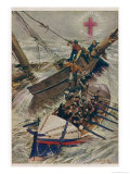 Lifeboat Saves Passengers from a Sailing Vessel: Note the Insignia the Red Cross of the Sea