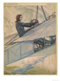 Woman at the Controls of an Early Aeroplane