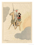 Don Quijote and Sancho Take to the Air on a Flying Machine in the Shape of a Horse