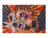 Wrathful Buddhist deity - mural painting from Tibetan monastery