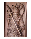 Buddhist guardian bass relief in Vietnamese Buddhist temple Bodhgaya