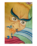 Yellow Buddhist Guardian mural paintings in Tibetan monastery