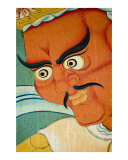 Red Buddhist Guardian mural paintings in Tibetan monastery