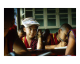 Young Tibetan Buddhist monks during classes