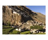 Karsha village and uphill Buddhist monastery in Zanskar  Ladakh