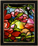 Detail from a "Peony" Leaded Glass and Bronze Table Lamp