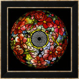 Overhead View of a "Peony" Leaded Glass and Bronze Table Lamp