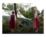 Bavarian girls dressed in traditional "dirndl"