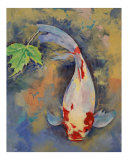Koi with Japanese Maple Leaf