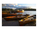 England  Cumbria  Lake District National Park Wooden rowing boats on Derwent Water / Derwentwater