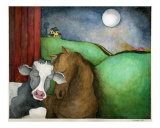 Cow and Horse Under the Moon