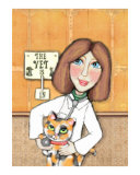 Lady Veterinarian & Calico Cat