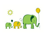 Elephants with Balloons - green