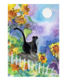 TUXEDO CAT MOONLIGHT SUNFLOWERS