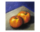 Two Red Apples with Blue and Grey