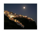 Hillside of Santorini Under Moonlight