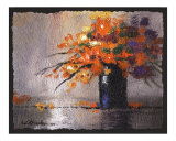 Black Vase with Orange Flowers