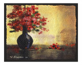Black Vase with Red Flowers