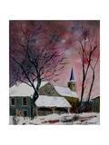 snow in sevry village ardennes