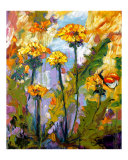 Dandelion and Butterflies Summer Wild Flowers