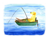 Gone Fishing Yellow Labrador Dog