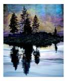 Tree Silhouettes on Autumn Lake