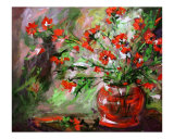 Flamenco - Red Flowers in Ruby Vase