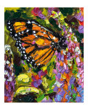 Monarch Butterfly on Lupines Oil Painting