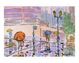 Umbrella Couples - A City Morning