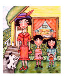 Mother With Daughters and Pets