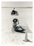 Salt Flat Motorcycle Pin up Poster
